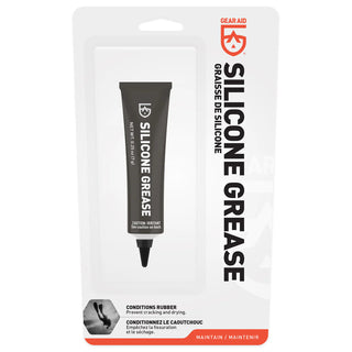 Packaged tube of silicone grease with Gear Aid branding on a white background
