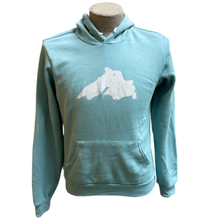 Crackled Lake Superior - Sponge Fleece Hooded Sweatshirt - Heather Blue Lagoon