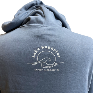 Crackled Lake Superior - Cropped Eco-Washed Modern Terry Hoodie - Military Green