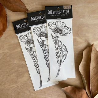 Wild Poppy Flower Temporary Tattoo: 1 Pack