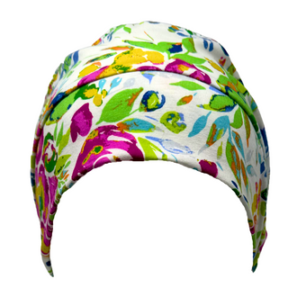 Soft chemotherapy hat made from stretchy fabric. Palliative care hat designed for hair loss comfort. Locally made chemo hat from AdventureUs in Washburn, WI