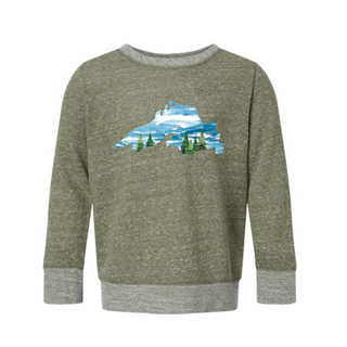 Socially-conscious made sweatshirt with Lake Superior inspired art designed and printed by AdventureUs in Washburn Wisconsin.
