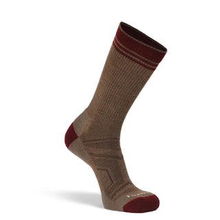 Fox River Backcountry lightweight hiking socks in neutral tones, featuring reinforced heel and toe, ribbed arch support, and breathable mesh panels—ideal for outdoor adventures.