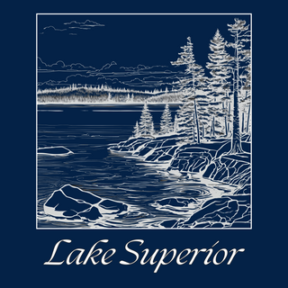 USA-Made in Washburn, Wisconsin with 100% cotton canvas. This unique tote bag; features a fun graphic designed in-house. Perfect for carrying your essentials on any adventure! Features the rocky shoreline with trees and waves in white on a dark navy blue canvas.