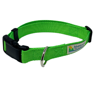 Small collar adjustable 11-17" made with 3/4" webbing Large collar adjustable 17-25" made with 1" webbing Can be used with Dogs or Cats Heavy Duty Webbing & Hardware  USA MADE in Washburn, WI