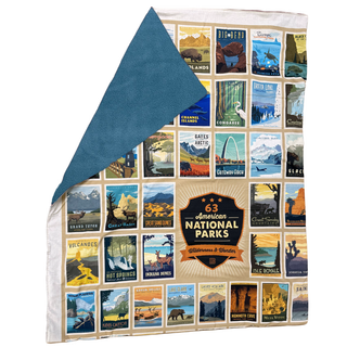 National Parks Wilderness Wonders Polartec Fleece Lined Blanket - Teal Backing - USA Made