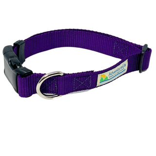 Small collar adjustable 11-17" made with 3/4" webbing Large collar adjustable 17-25" made with 1" webbing Can be used with Dogs or Cats Heavy Duty Webbing & Hardware  USA MADE in Washburn, WI