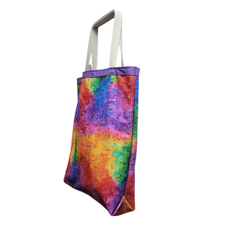 Shop in style with this classy 100% Cotton Tote Bags. Great for heading to the library, yoga, shopping, or to keep your projects contained.  Size: 16" wide x 17" long x 4" gusseted bottom Materials: 100% cotton with cotton liner and webbing. USA Made in Washburn, Wisconsin
