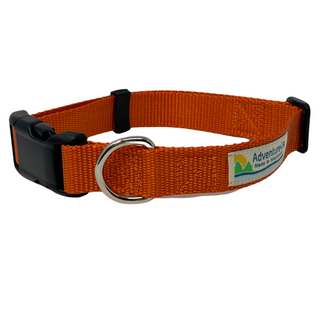 Small collar adjustable 11-17" made with 3/4" webbing Large collar adjustable 17-25" made with 1" webbing Can be used with Dogs or Cats Heavy Duty Webbing & Hardware  USA MADE in Washburn, WI