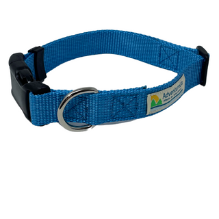 Small collar adjustable 11-17" made with 3/4" webbing Large collar adjustable 17-25" made with 1" webbing Can be used with Dogs or Cats Heavy Duty Webbing & Hardware  USA MADE in Washburn, WI