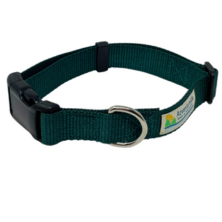 Small collar adjustable 11-17" made with 3/4" webbing Large collar adjustable 17-25" made with 1" webbing Can be used with Dogs or Cats Heavy Duty Webbing & Hardware  USA MADE in Washburn, WI