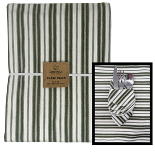 Premium Material – Woven from high-quality yarn-dyed cotton for a rich, classic look
Generously Sized – Measures 60" x 108" to fit 8' tables with room to drape
Durable & Reusable – Built to withstand everyday use, from family dinners to outdoor picnics. Matching Napkins