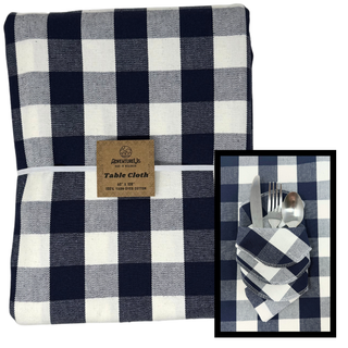 Premium Material – Woven from high-quality yarn-dyed cotton for a rich, classic look
Generously Sized – Measures 60" x 108" to fit 8' tables with room to drape
Durable & Reusable – Built to withstand everyday use, from family dinners to outdoor picnics, reusable matching napkins available