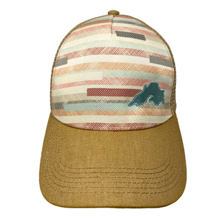 Flexible fit designed to fit almost any adult head, this hat has an adjustable strap closure in the rear.   Mesh cap crown height: 3.5 in. Brim length: 2.75 in. Brim width: 7 in. (flexible bend)  Adjustable from size 6 5/8 to 7 3/8