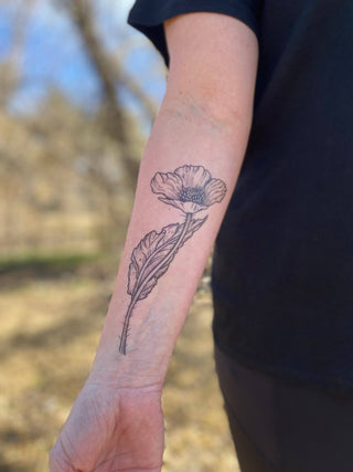 Wild Poppy Flower Temporary Tattoo: 1 Pack