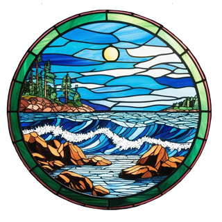 Stained Glass - Lake Superior Magnet