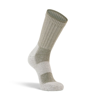 Fox River Backcountry lightweight hiking socks in neutral tones, featuring reinforced heel and toe, ribbed arch support, and breathable mesh panels—ideal for outdoor adventures.