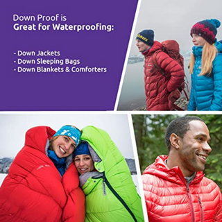 Easy to use, safe, high performance wash-in waterproofing for down filled clothing and gear.