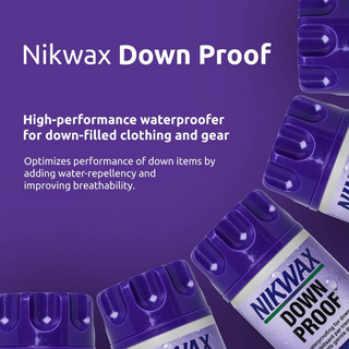 Easy to use, safe, high performance wash-in waterproofing for down filled clothing and gear.