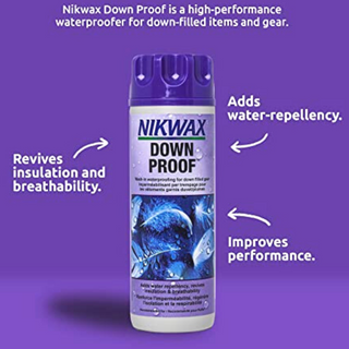 Easy to use, safe, high performance wash-in waterproofing for down filled clothing and gear.