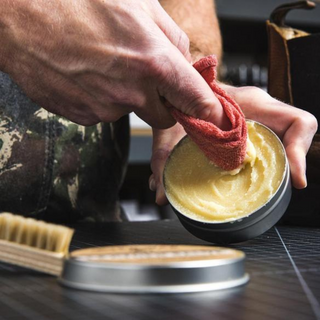Leather Salve Conditioner restores suppleness, luster, and shine to dehydrated leather and helps protect from future damage.