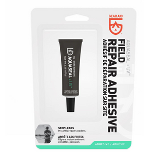 Repair your gear in a snap with Gear Aid's easy to use products. Ideal for Repairs dry suit, rainwear, waders, dry bags, neoprene, and more. Adhesive. Instant and Fast. Flexible. Waterproof. Abrasion Resistant. Dries Clear. USA Made