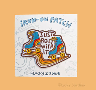 Roller Skate, Retro Roll With It, Embroidered Iron-On Patch: No (Loose Patches)