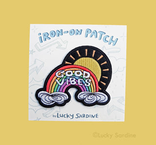 Good Vibes Sunshine, Rainbow Felt Embroidered Iron-On Patch: No (Loose Patches)
