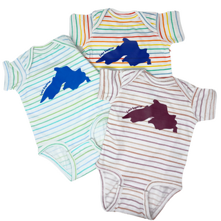 Lake Superior Striped Baby Onesie