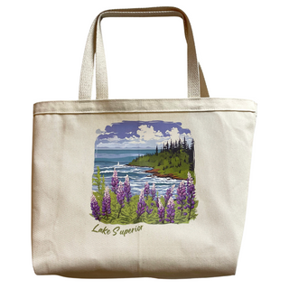 Lake Superior Graphic Canvas Tote Bag - 100% cotton - Made in USA