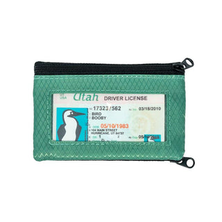 The perfect adventure wallet Made from lightweight, durable ripstop material Two zippered pockets ID window Key ring attachment Includes RFID-blocking card Dimenions: 3" x 4.5"