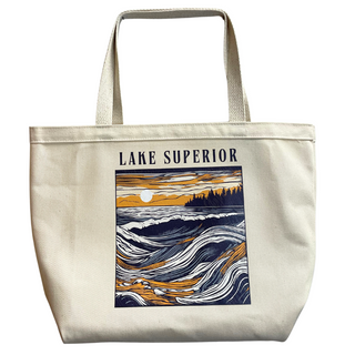 Lake Superior Graphic Canvas Tote Bag - 100% cotton - Made in USA