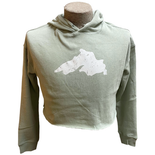 Crackled Lake Superior - Lightweight Crop Hooded Sweatshirt - Multiple Colors