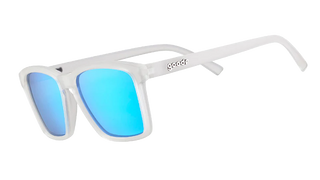 These lil goodrs offer the same great benefits as our other frame styles, but they're perfectly suited for petite noggins.&nbsp;They're approximately 9% smaller in width than our OGs so they're better suited for smaller, more narrower noggins and faces. Clear, translucent frames with blue reflective lenses in our smallest fit.