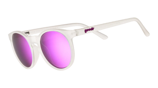 Reach for these clear, translucent circle frames with purple reflective lenses.

These amazing shades are the real deal. Super-stylish &amp; perfect for all your adventures!&nbsp; Be the envy of your friends this summer season!&nbsp;

Great sunglasses for kids (~7 years &amp; up) and adults.

POLARIZED: Glare reducing, polarized lenses with UV400 protection against UVA/UVB rays
NO Slip: Special grip coating eliminates slippage while sweating
NO Bounce: Snug and lightweight frame with a comfortable fit to pr