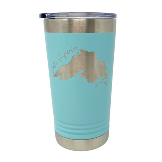 Teal Lake Superior - 16 oz Tumbler Travel Mug - AdventureUs