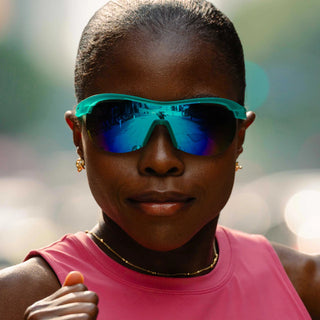 POLARIZED: Glare reducing, polarized lenses with UV400 protection against UVA/UVB rays
NO Slip: Special grip coating eliminates slippage while sweating
NO Bounce: Snug and lightweight frame with a comfortable fit to prevent bouncing during high-impact sports
Adjustable nose piece and a ventilated wrap lens for lightning-in-a-bottle athletes.