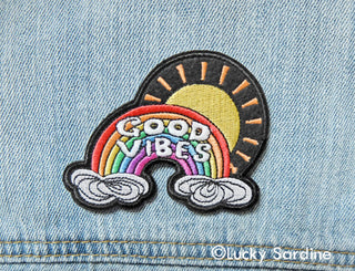 Good Vibes Sunshine, Rainbow Felt Embroidered Iron-On Patch: No (Loose Patches)