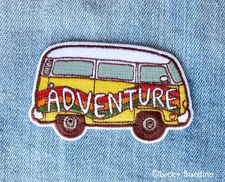 Rainbow Hippie Van, 70s Adventure Embroidered Iron-On Patch: No (Loose Patches)