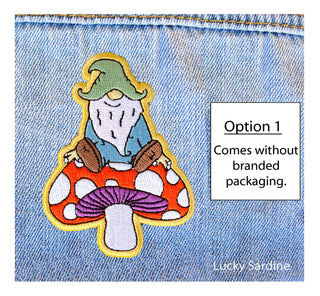Gnome & Mushroom, Toadstool Garden Embroidered Iron-On Patch: No (Loose Patches)