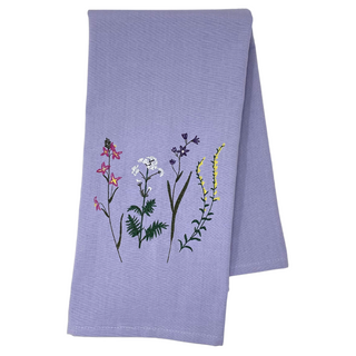 One 28" x 20" towel 5" x 5" design of colorful flowers Embroidered in Washburn, WI, USA