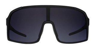 Black goodr sunglasses with dark lenses on a white background