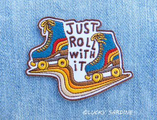 Roller Skate, Retro Roll With It, Embroidered Iron-On Patch: No (Loose Patches)
