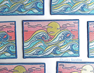 Ocean Waves & Sunset, Surfing Embroidered Iron-On Patch: No (Loose Patches)