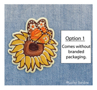 Sunflower & Monarch Butterfly, Retro Hippie Iron-On Patch: No (Loose Patches)