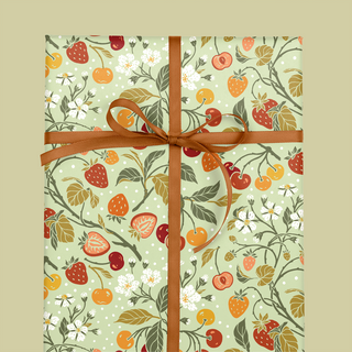 Recyclable Gift Wrap / Wrapping Paper: Strawberries: Plastic Wrapped