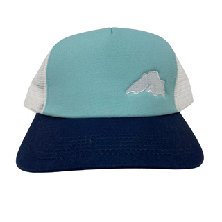 Lake Superior Embroidered Trucker Hat - Teal/Navy/White