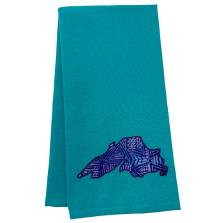 One 28" x 20" blue towel
with 2.75" x 6" applique of Lake Superior