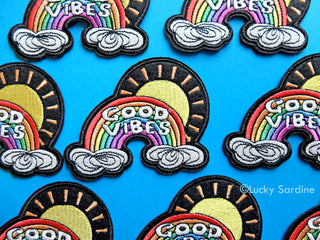 Good Vibes Sunshine, Rainbow Felt Embroidered Iron-On Patch: No (Loose Patches)