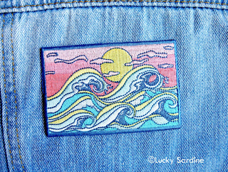 Ocean Waves & Sunset, Surfing Embroidered Iron-On Patch: No (Loose Patches)